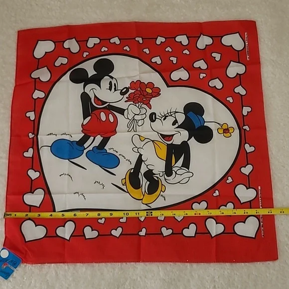 Vintg 80s Disney Bandana Scarf Woronowicz S River NJ RN16463 Mickey Mouse Hearts - Picture 4 of 8
